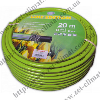 Поливочный шланг LIME EDITION 1/2", 3/4". Длина: 20м, 30м, 50м. Количество слоев: 3 
Диаметр: 1/2 дюйма, 3/4 дюйма 
Бухта: 20 м, 30 м, 50 м. 
Рабочая температура: -10°С ... +50°С
Рабочее давление: 8 Бар
Цвет: салатовый с тремя черными полосками